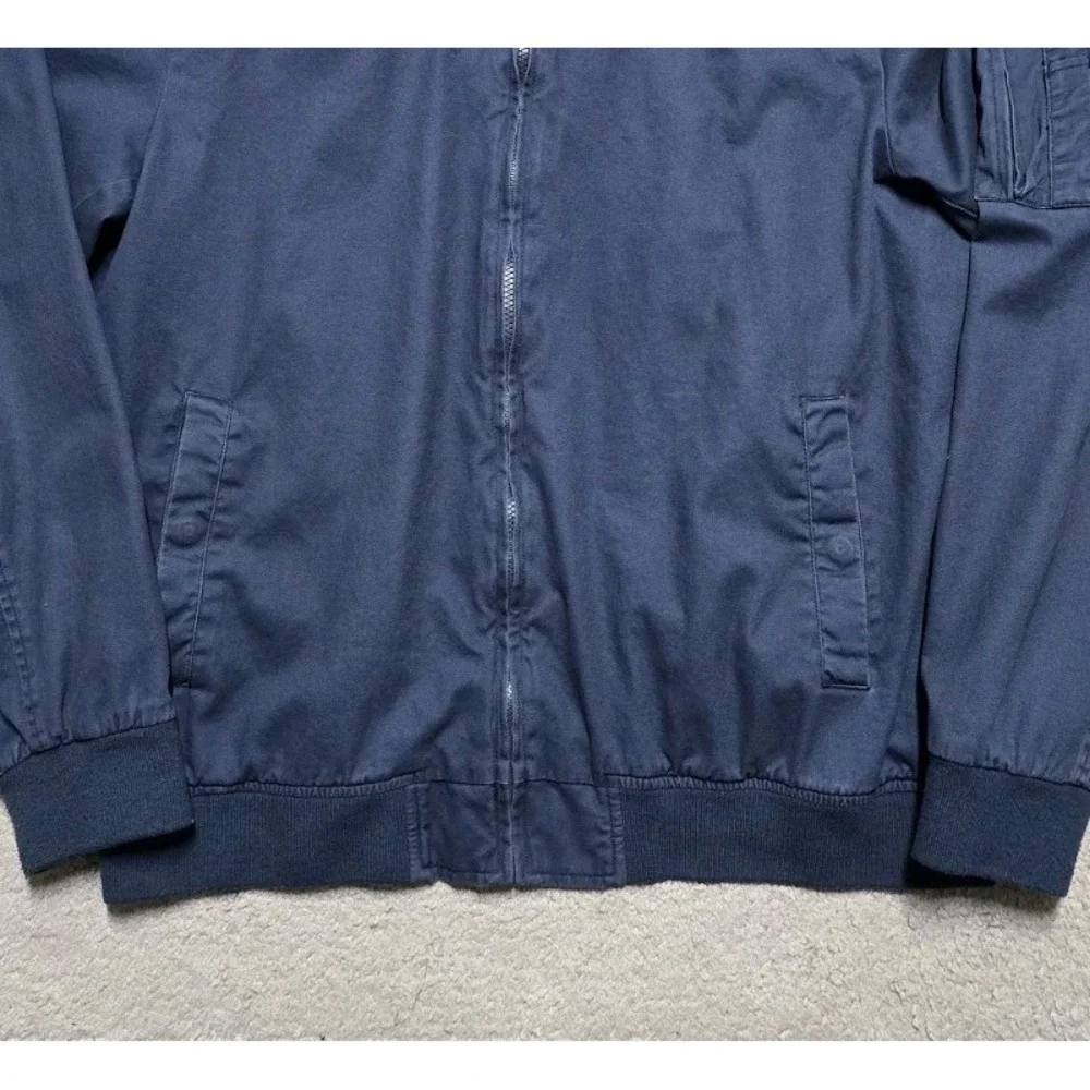 Bleecker & Broad Navy Canvas Bomber Jacket Mens XL Full Zip‎ Military